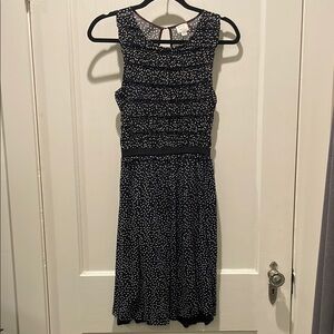 Anthropologie White and Blue Sundress Knee-Length Sleeveless